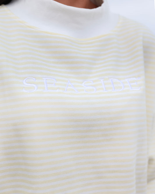 Butter Stripe Seaside Mock Neck Sweatshirt The Seaside Style 30a