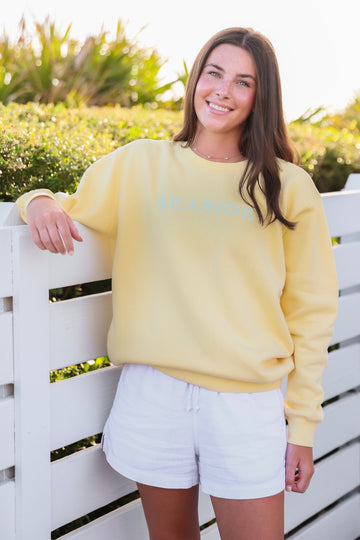 Butter Yellow Unisex Seaside Sweatshirt The Seaside Style with Chambray blue seaside 