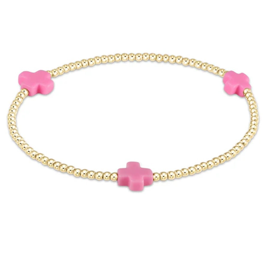 Enewton Bright Pink Signature Cross 2mm Bracelet