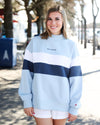 Chambray Color Block Seaside Mock Neck The Seaside Style 30A Chambray 