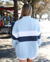 Chambray Color Block Seaside Mock Neck The Seaside Style 30A Chambray 