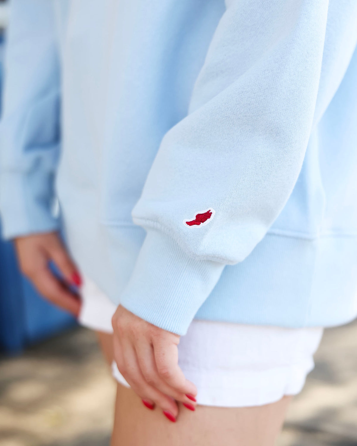 Chambray Color Block Seaside Mock Neck The Seaside Style 30A Chambray 