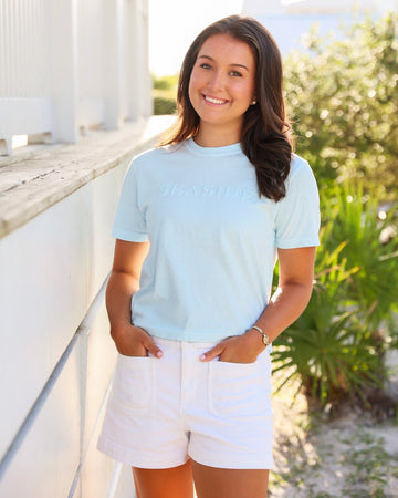 Chambray Blue Cropped Seaside Tee