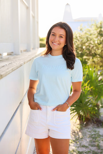 Chambray Blue Cropped Seaside Tee