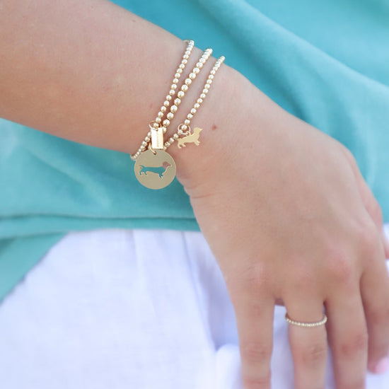 Classic 3mm Gold Bracelet with Bud Charm seaside style enewton