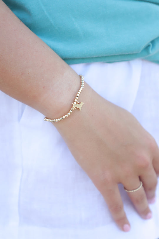 Classic 3mm Gold Bracelet with Bud charm