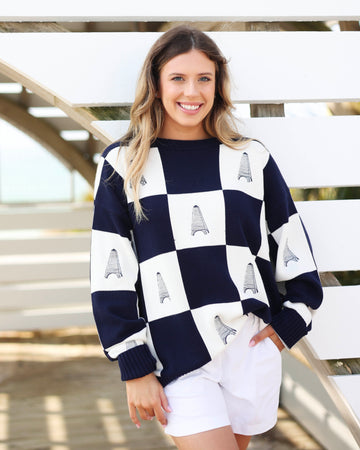 Navy Checkered Coleman Pavilion Sweater
