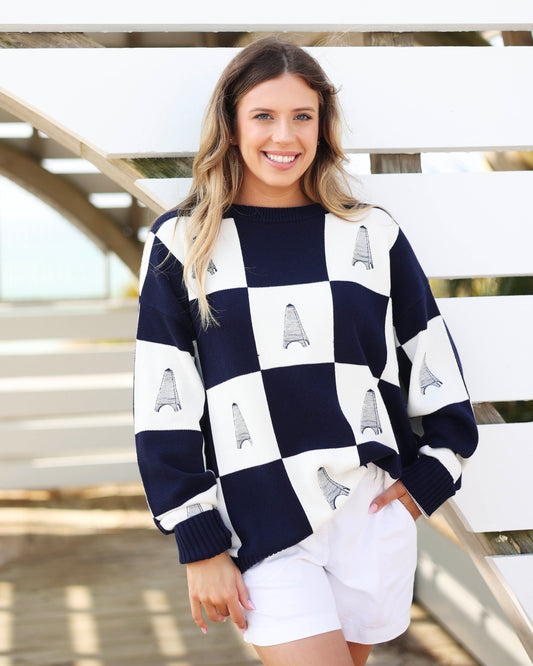 Navy Checkered Coleman Pavilion Sweater