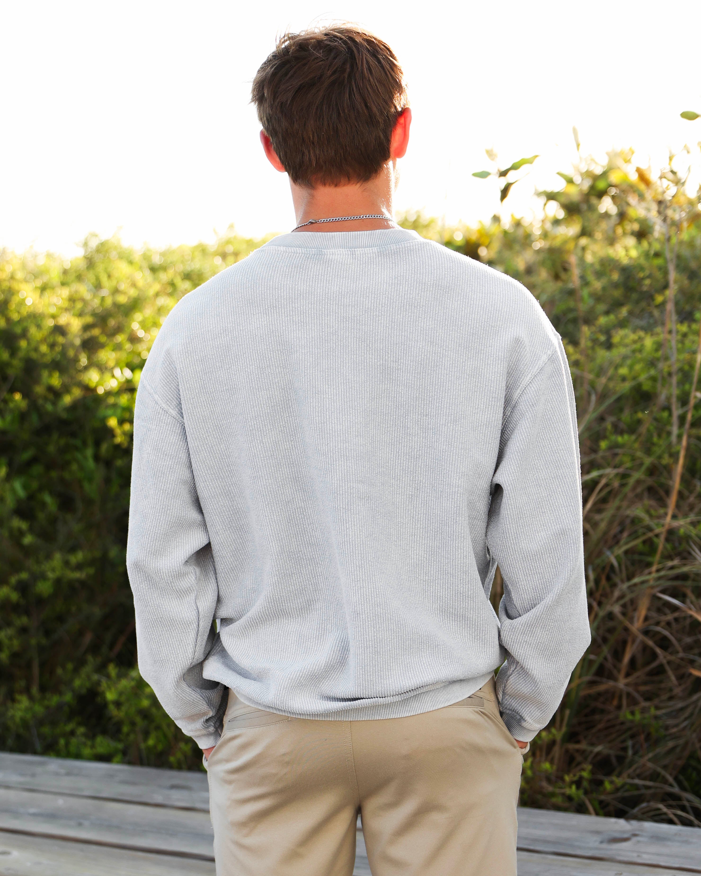 Faded Denim Seaside Corded Embroidered Sweatshirt – The Seaside Style