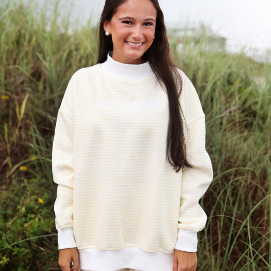 Butter Stripe Seaside Mock Neck Sweatshirt The Seaside Style 30a