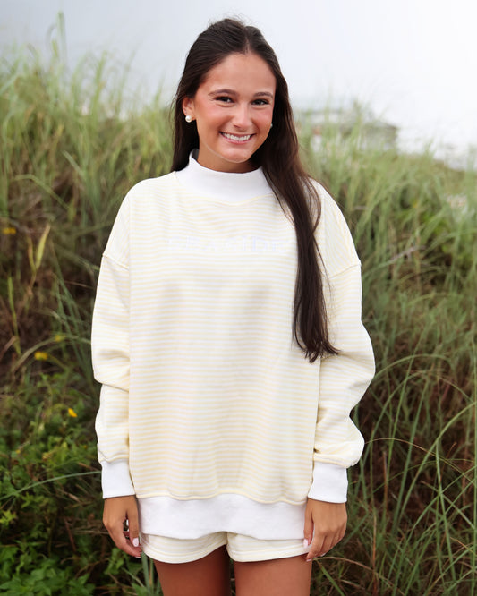 Butter Stripe Seaside Mock Neck Sweatshirt The Seaside Style 30a