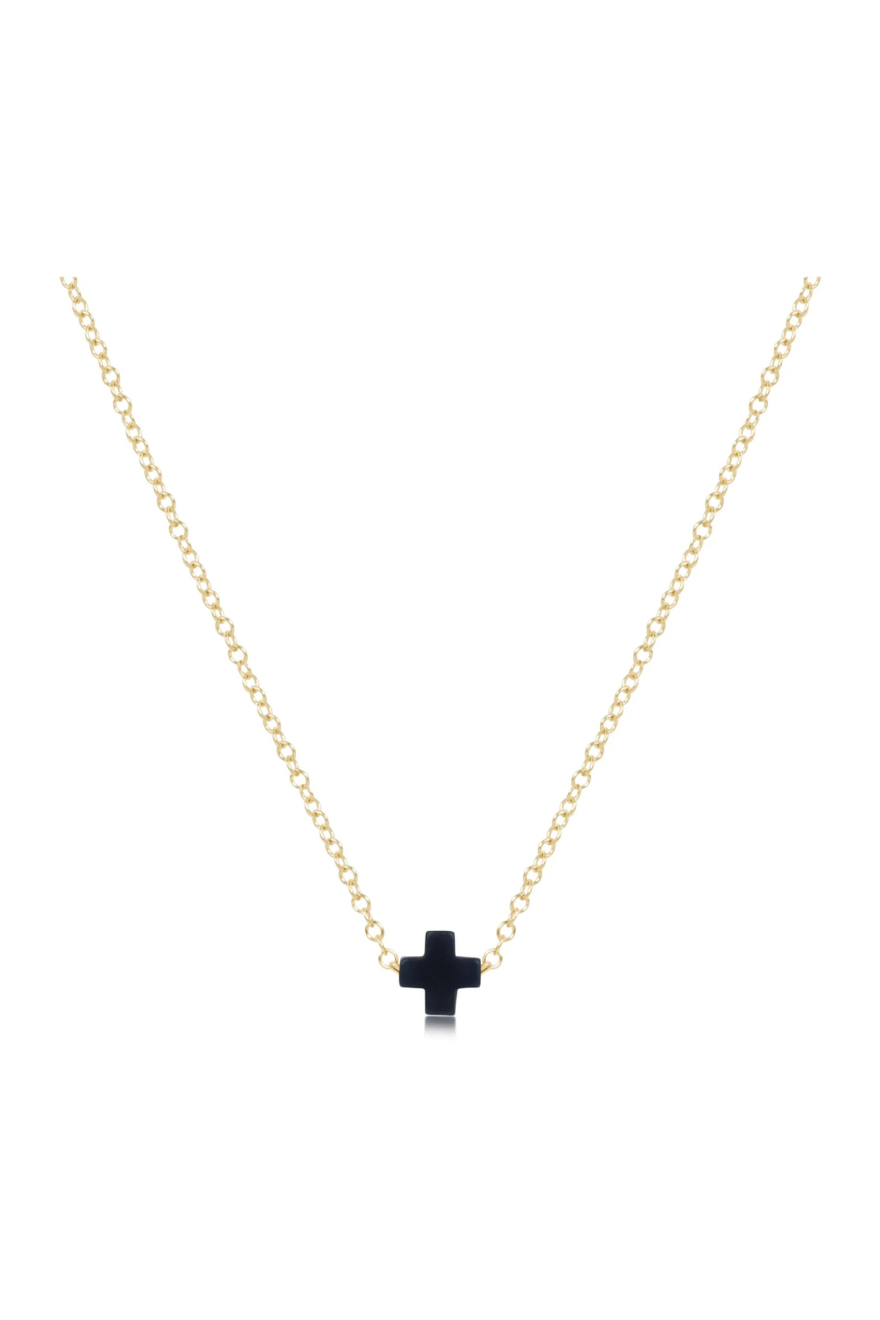 Enewton 16" Necklace Gold - Signature Cross Small - Navy