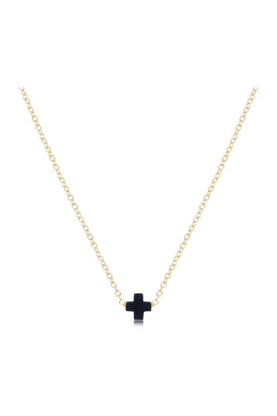 Enewton 16" Necklace Gold - Signature Cross Small - Navy
