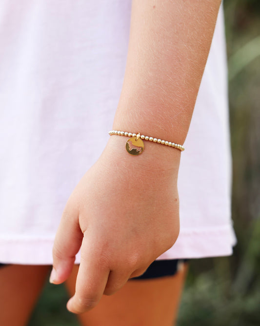 Egirl Enewton 3mm Gold Bud the Dachshund Disc Bracelet The Seaside Stye Kids + Baby 30a