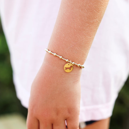 Egirl Enewton Bud the Dachshund Medium Disc Sincerity Pattern 4mm Bead Bracelet - Gold The Seaside Style Kids + Baby 30a