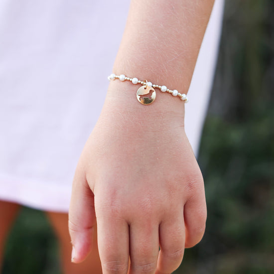 Egirl Enewton Pearl Sincerity Bud the Dachshund Disc Medium Bracelet - Gold The Seaside Style 30a