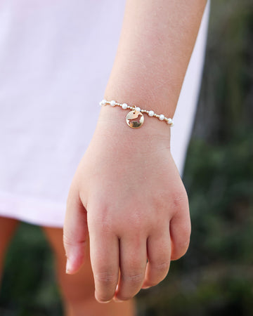 Egirl Enewton Pearl Sincerity Bud the Dachshund Disc Medium Bracelet - Gold The Seaside Style 30a
