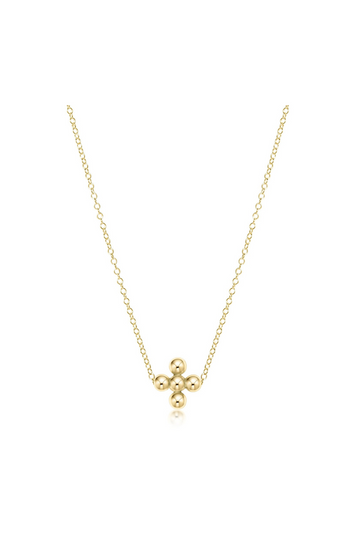 Enewton 16" Necklace Gold - Classic Beaded Signature Cross Gold - 3mm Bead Gold