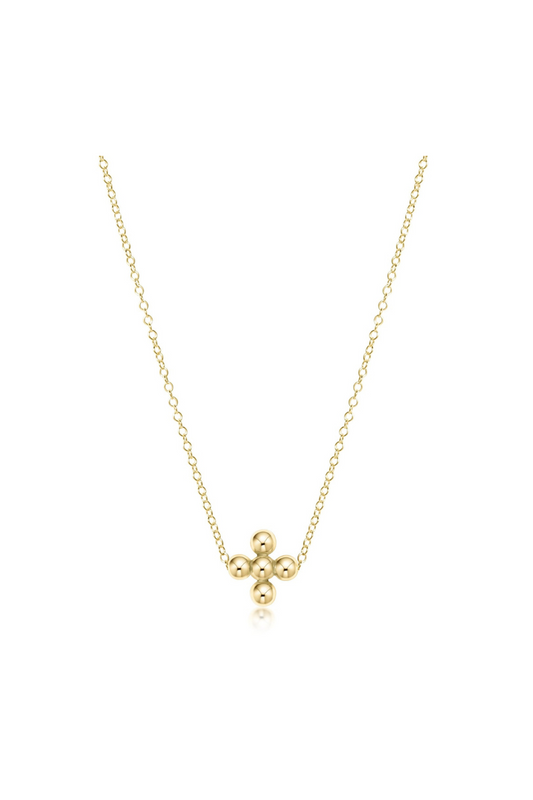 Enewton 16" Necklace Gold - Classic Beaded Signature Cross Gold - 3mm Bead Gold