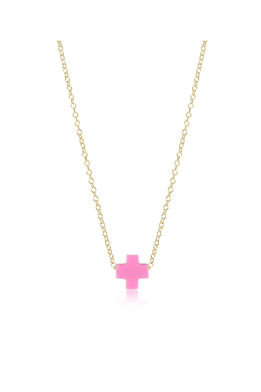 Enewton 16" Necklace Gold - Signature Cross Bright Pink
