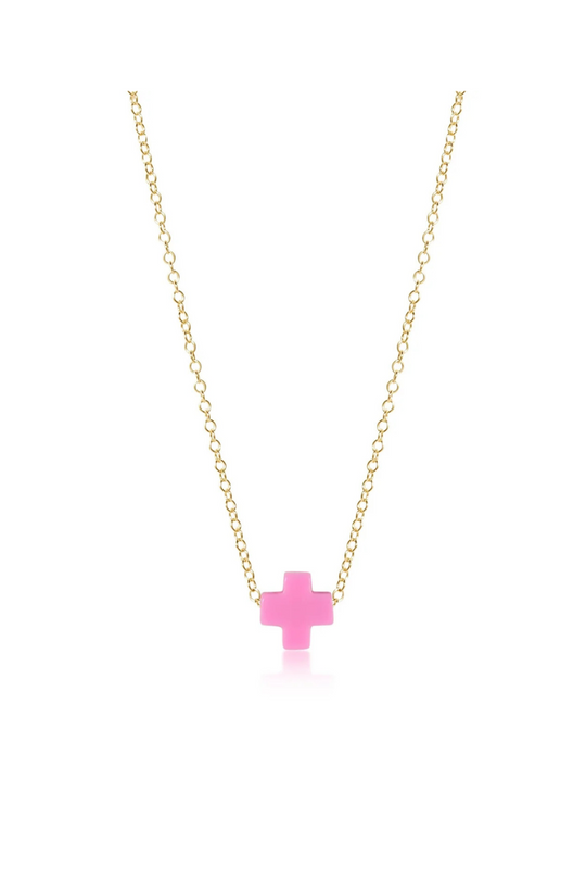 Enewton 16" Necklace Gold - Signature Cross Bright Pink