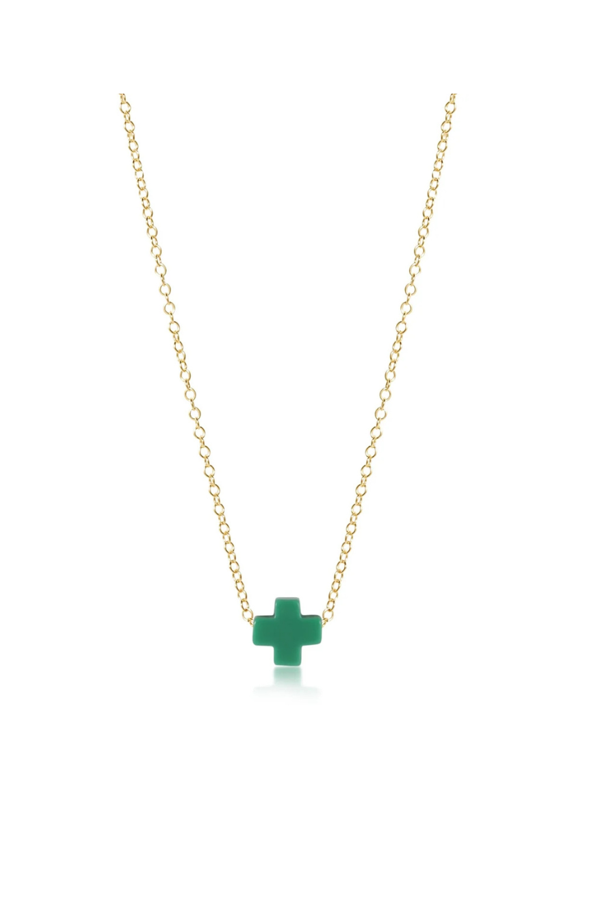 Enewton 16" Necklace Gold - Signature Cross Emerald
