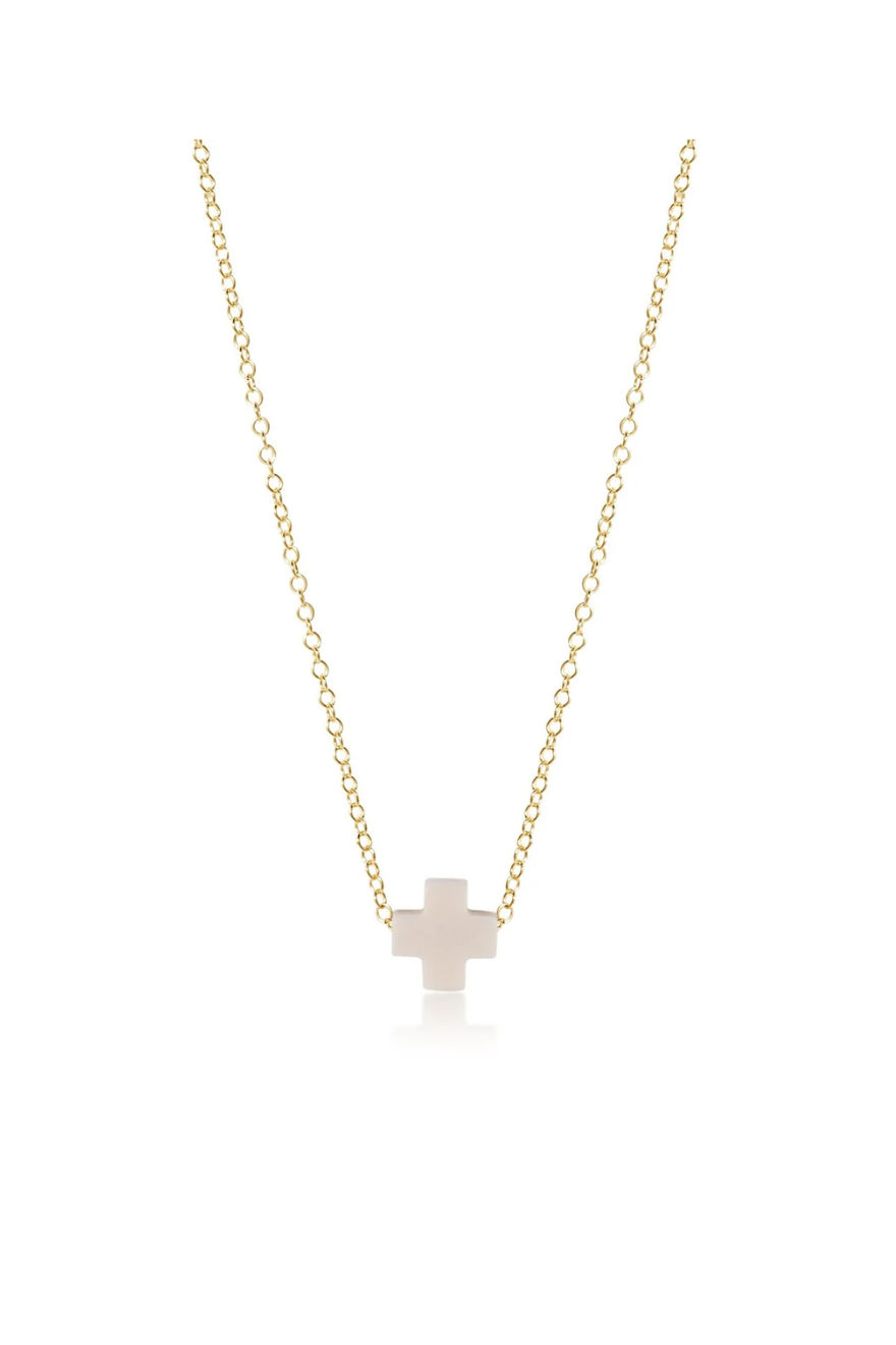 Enewton 16" Necklace Gold - Signature Cross Off White
