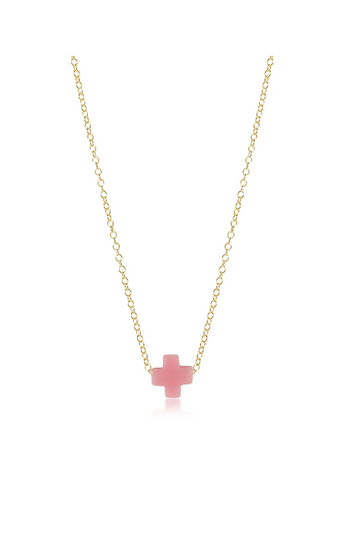 Enewton 16" Necklace Gold - Signature Cross Pink