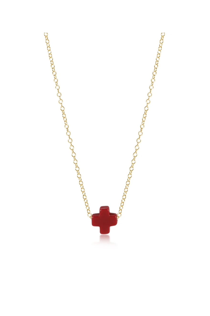 Enewton 16" Necklace Gold - Signature Cross Red