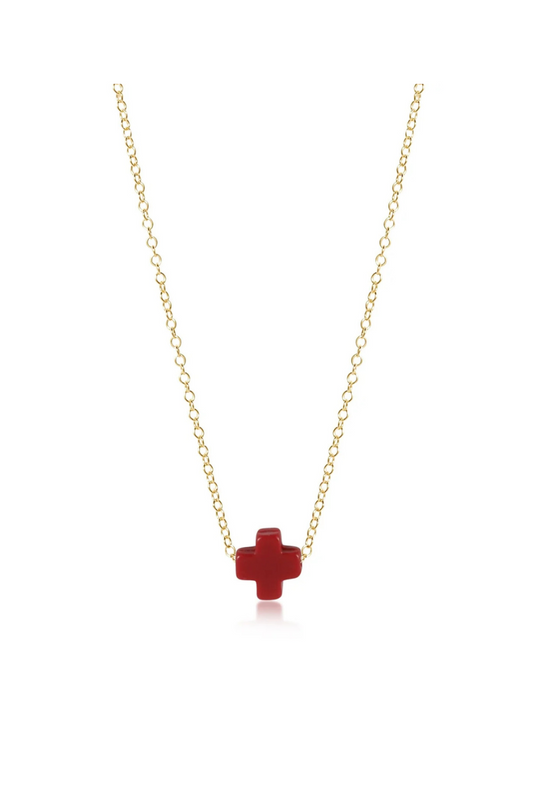 Enewton 16" Necklace Gold - Signature Cross Red