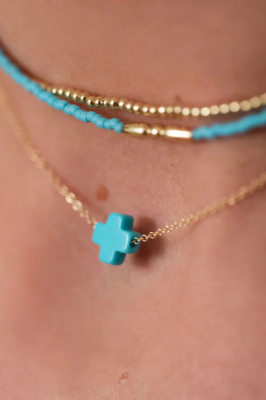 Enewton 16" Necklace Gold - Signature Cross Turquoise