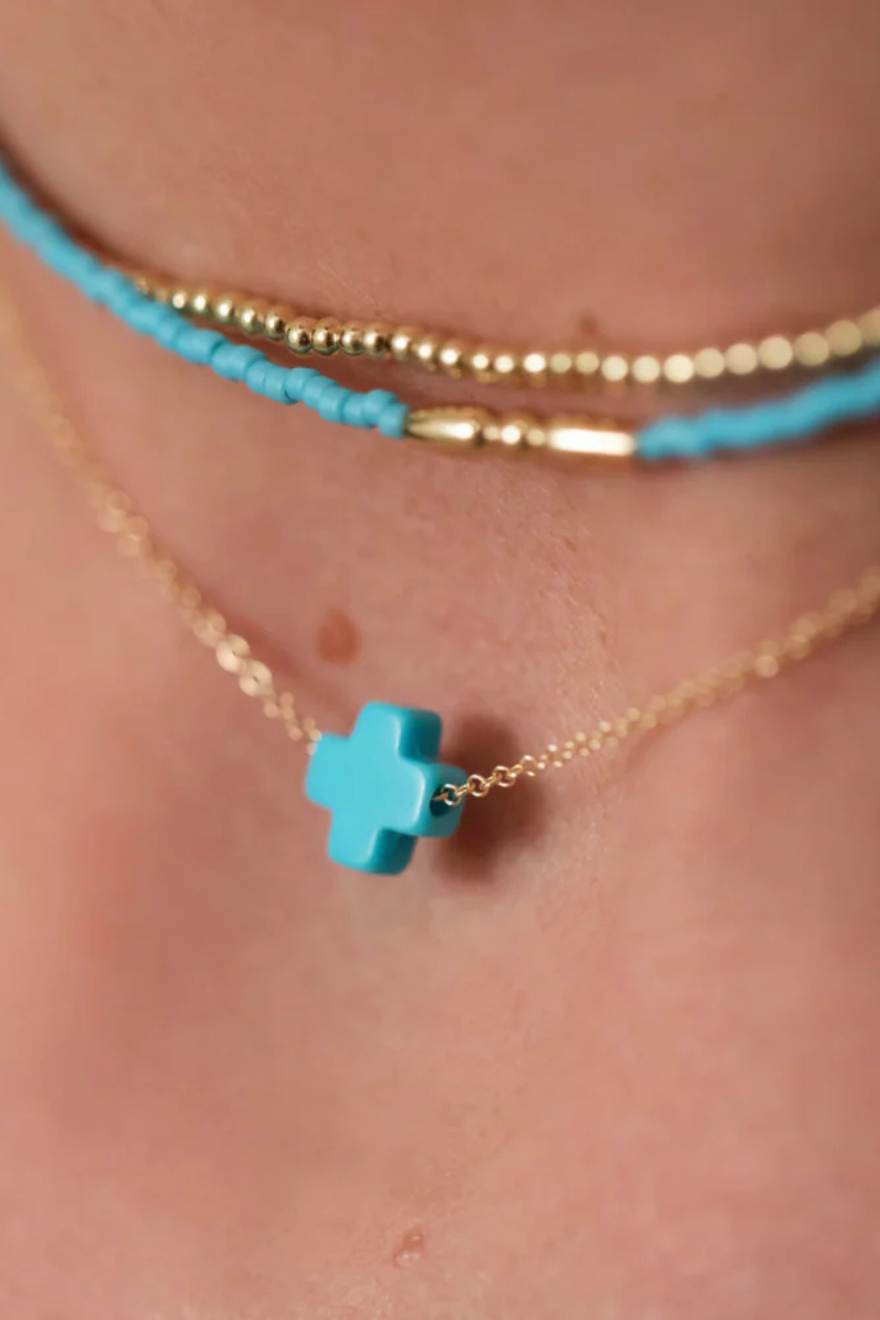 Enewton 16" Necklace Gold - Signature Cross Turquoise