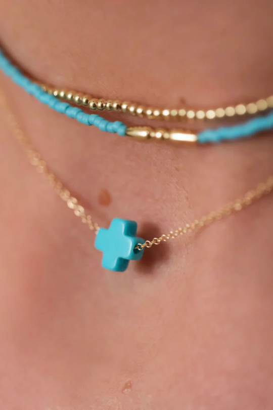 Enewton 16" Necklace Gold - Signature Cross Turquoise