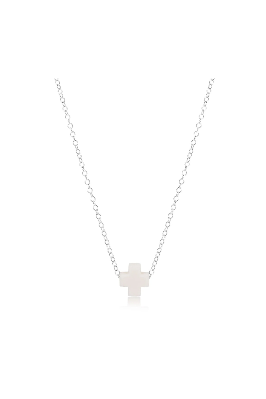 Enewton 16" Necklace Sterling - Signature Cross Off White