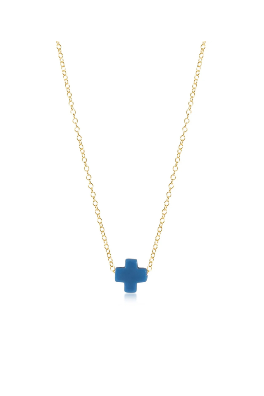 Enewton 16" Necklace Gold - Signature Cross Cobalt