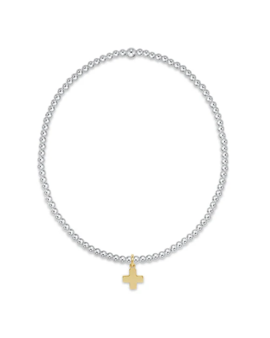 Enewton Classic Mixed Metal 2mm Bracelet - Signature Cross Small Gold Charm Cabana The Seaside Style 30a
