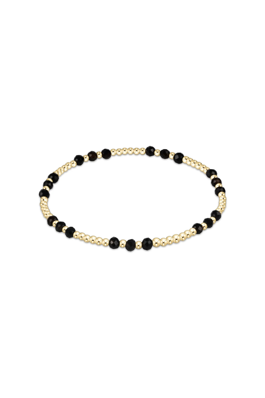 Enewton Gemstone Gold Joy Pattern 3mm Bead Bracelet - Faceted Onyx
