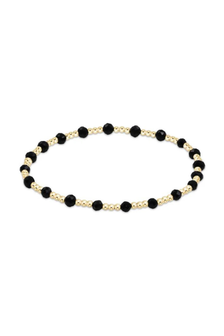 Enewton Gemstone Gold Sincerity Pattern 3mm Bead Bracelet - Faceted Onyx
