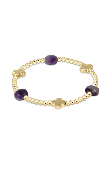 Enewton Signature Cross Admire Gold Pattern 3mm Bead Bracelet - Amethyst