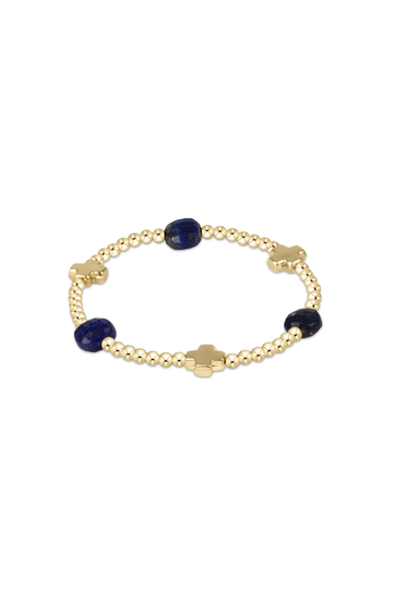 Enewton Signature Cross Admire Gold Pattern 3mm Bead Bracelet - Lapis