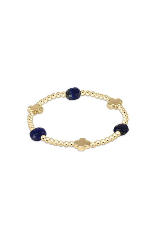 Enewton Signature Cross Admire Gold Pattern 3mm Bead Bracelet - Lapis
