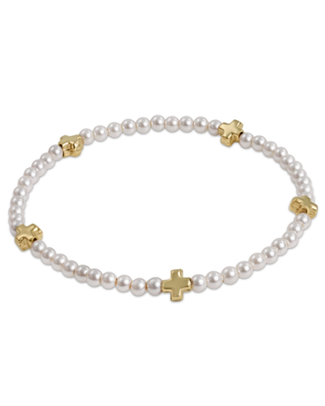 Enewton Signature Cross Small 3mm Pearl Bracelet - Gold