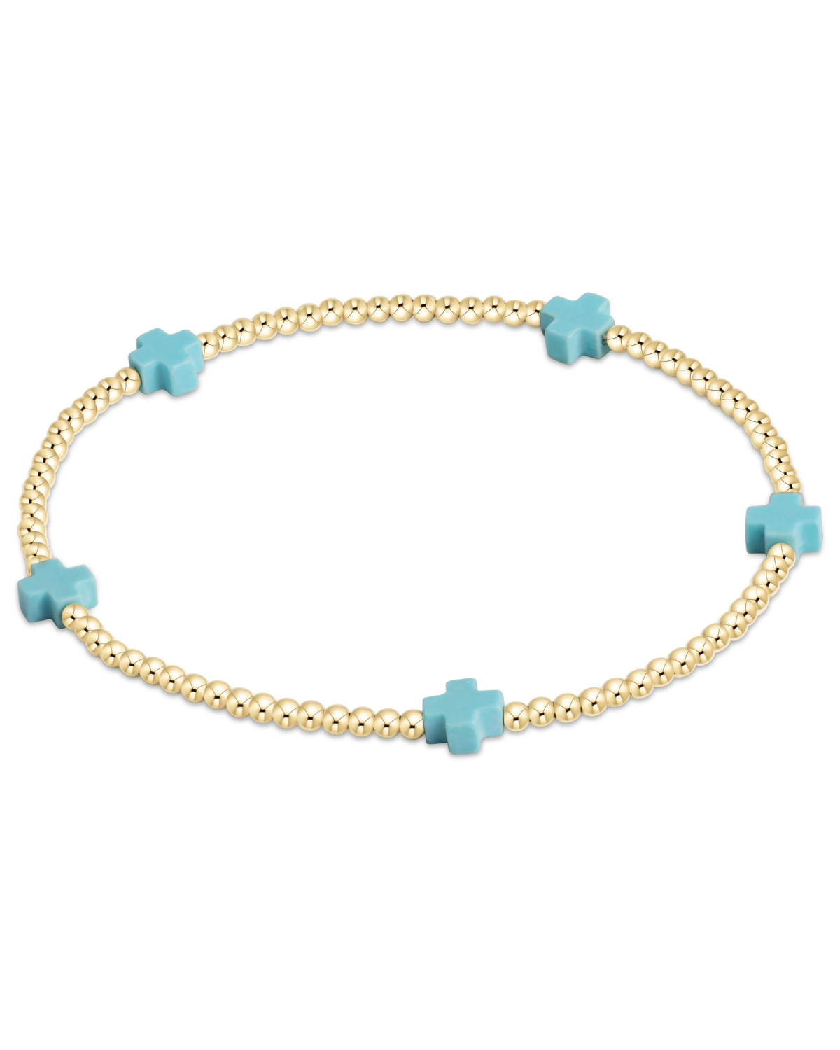 Enewton Signature Cross Small Gold Pattern 2mm Bead Bracelet - Turquoise The Seaside Style 30a