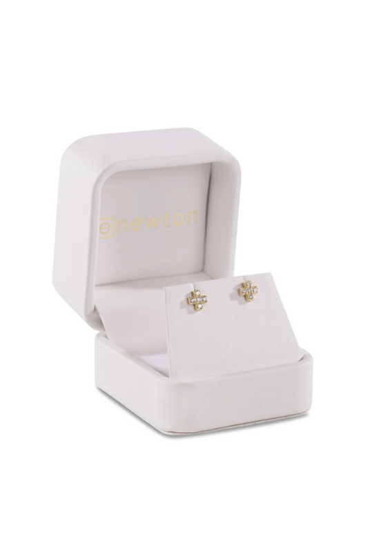 Enewton 14kt Gold and Diamond Signature Cross Studs