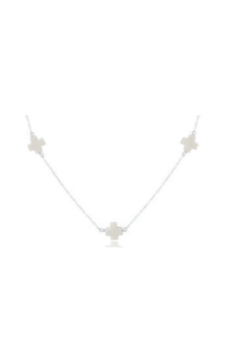 Enewton 15" Choker Simplicity Chain Sterling - Signature Cross Off-White