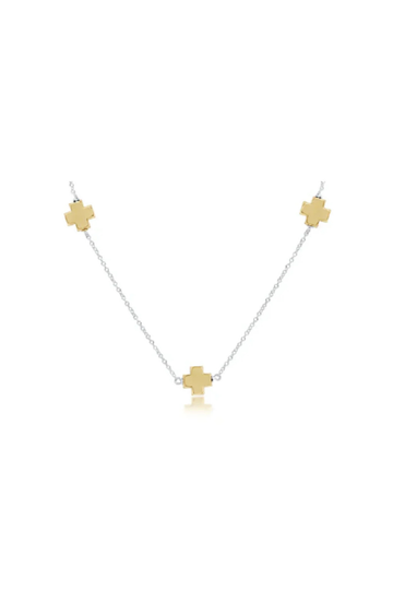 Enewton 15" Choker Simplicity Chain Sterling Mixed Metal - Signature Cross Gold