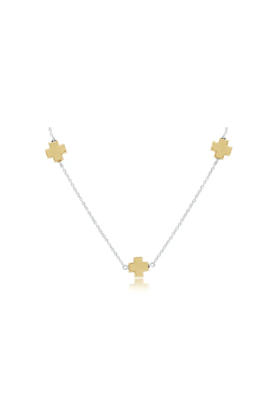 Enewton 15" Choker Simplicity Chain Sterling Mixed Metal - Signature Cross Gold