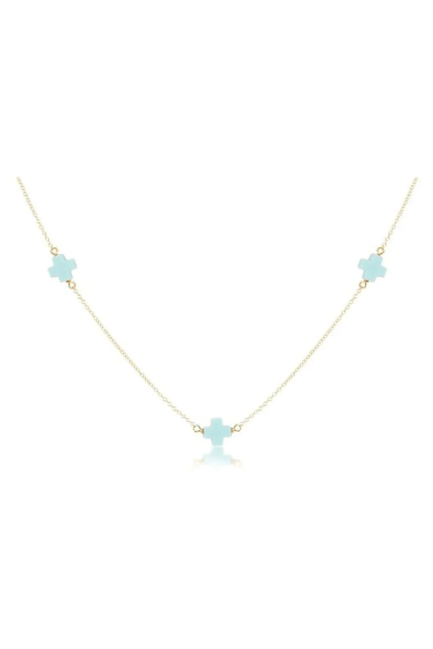 Enewton 15" Choker Simplicity Chain Gold - Signature Cross - Turquoise