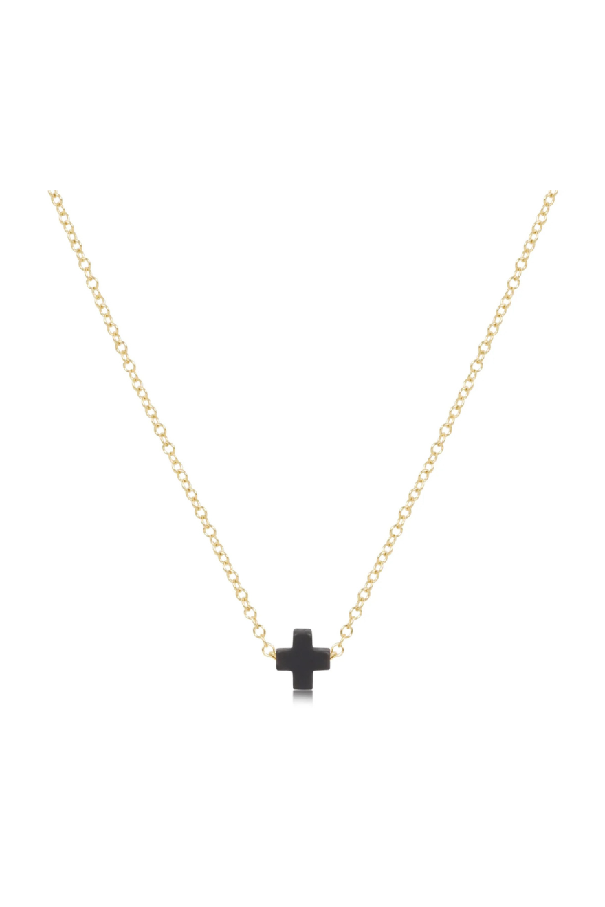 Enewton 16" Necklace Gold - Signature Cross Small - Charcoal