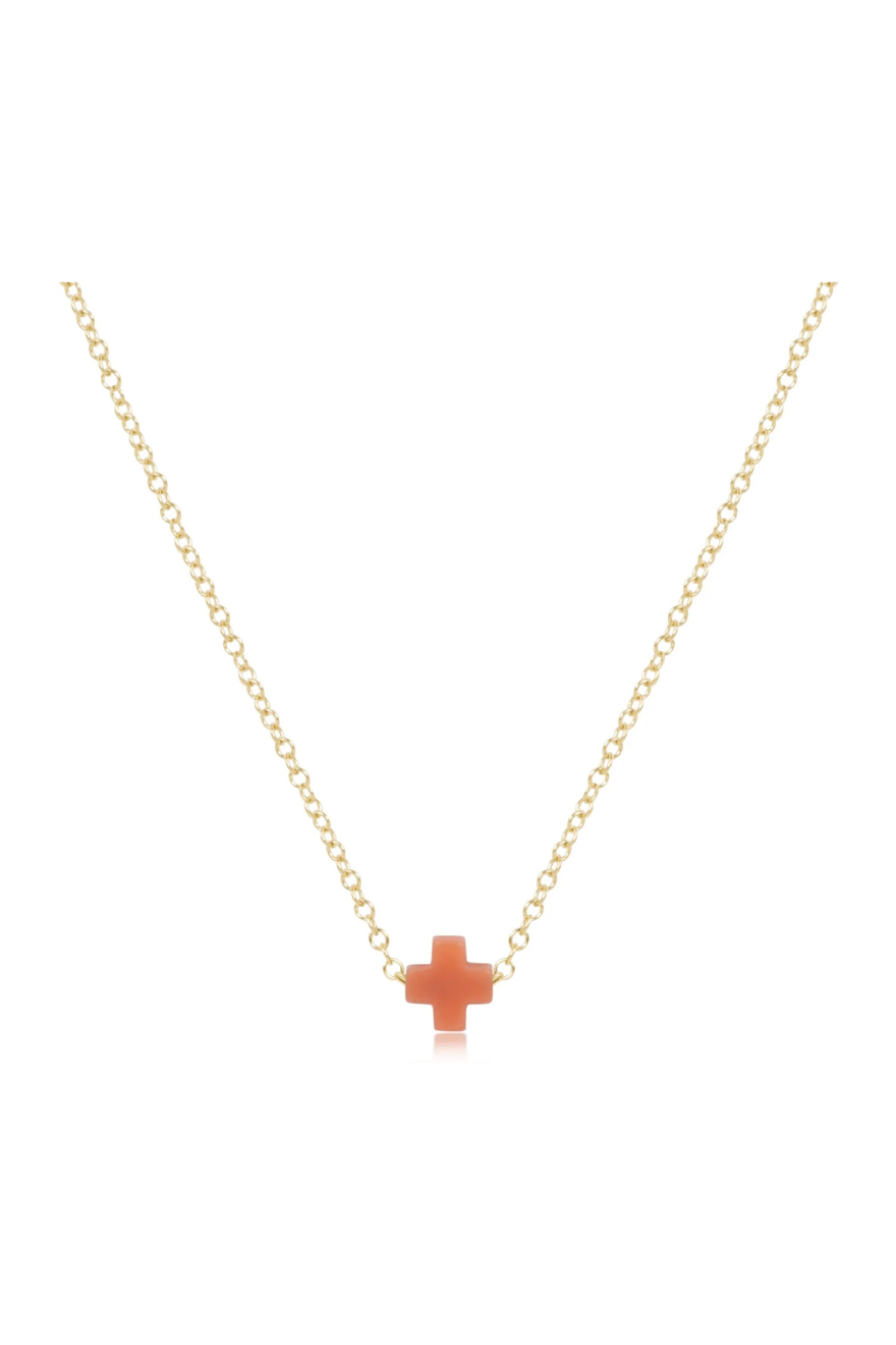 Enewton 16" Necklace Gold - Signature Cross Small - Coral